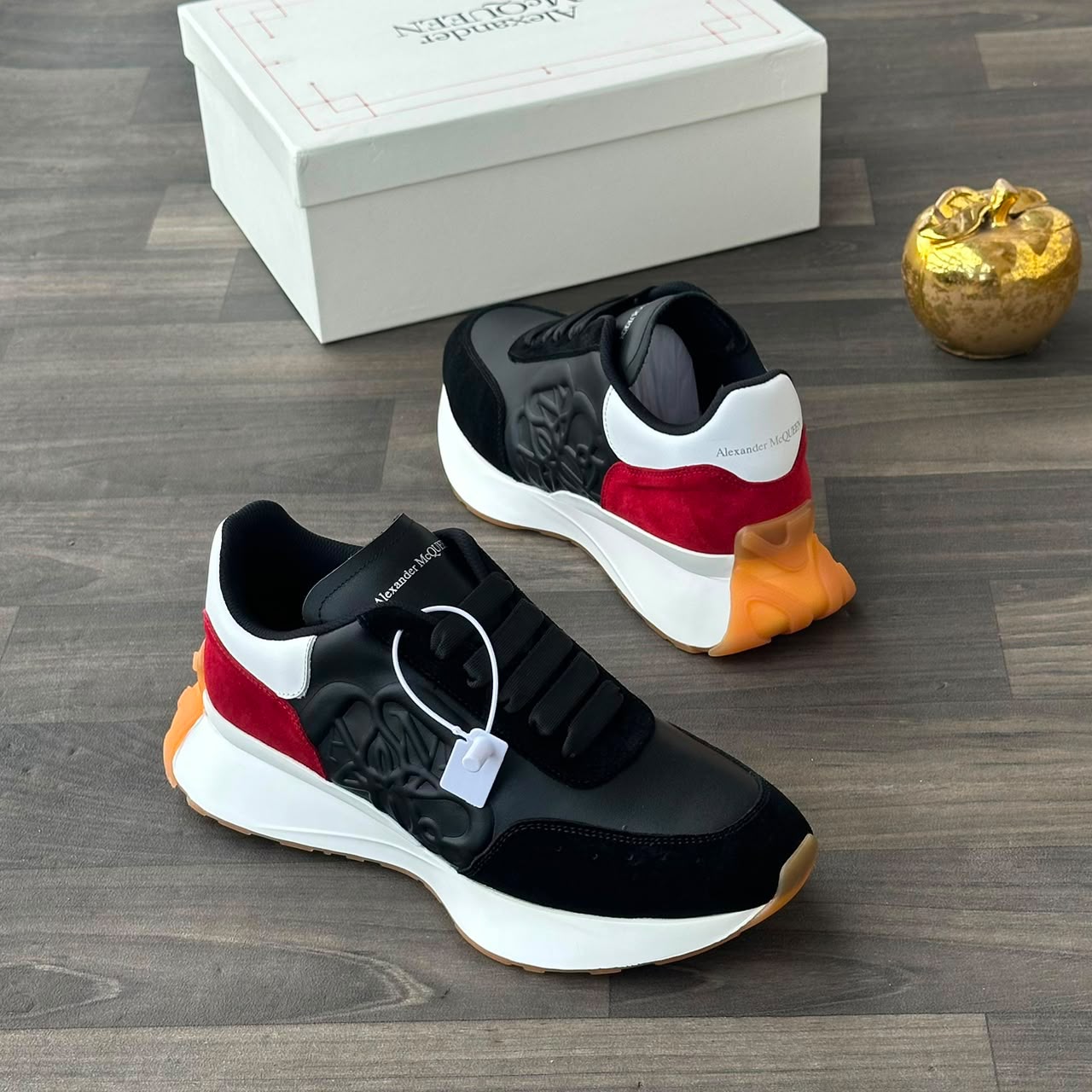 Alexander McQueen Sprint Runner Sneakers – Black, Red & Orange