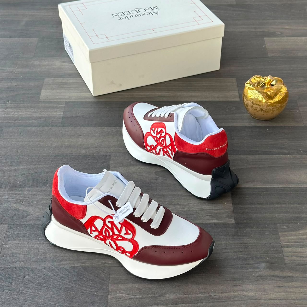 Alexander McQueen Graffiti Oversized Sneakers – Burgundy & Red