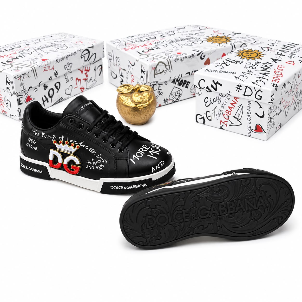 Dolce & Gabbana Portofino Graffiti Sneakers – Black