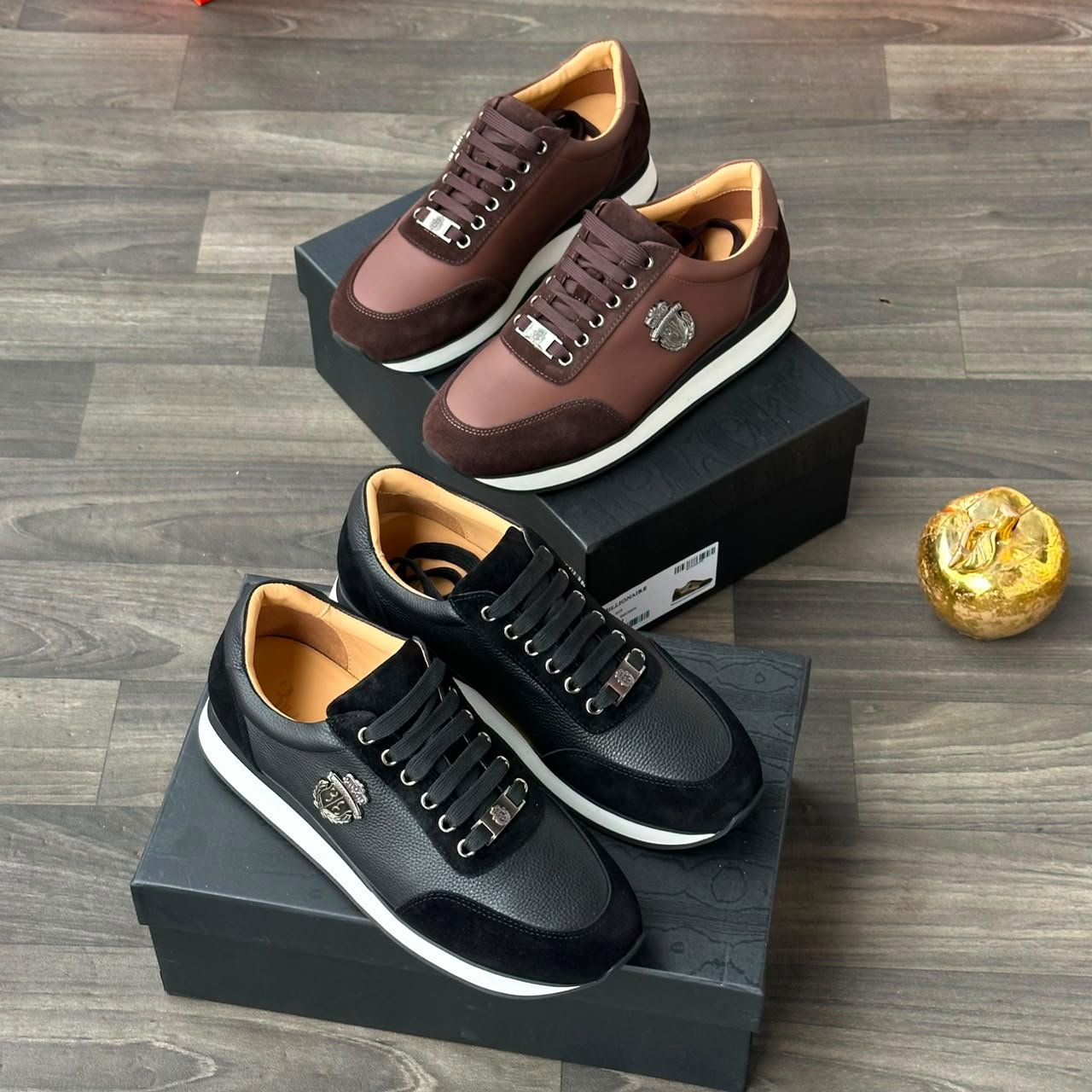Versace Medusa Crest Sneakers – Black & Brown