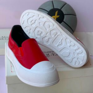 Alexander McQueen Deck Canvas Slip-On Sneakers – Red/White