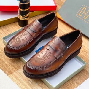 OGGI Brown Italian Leather Men’s Loafers