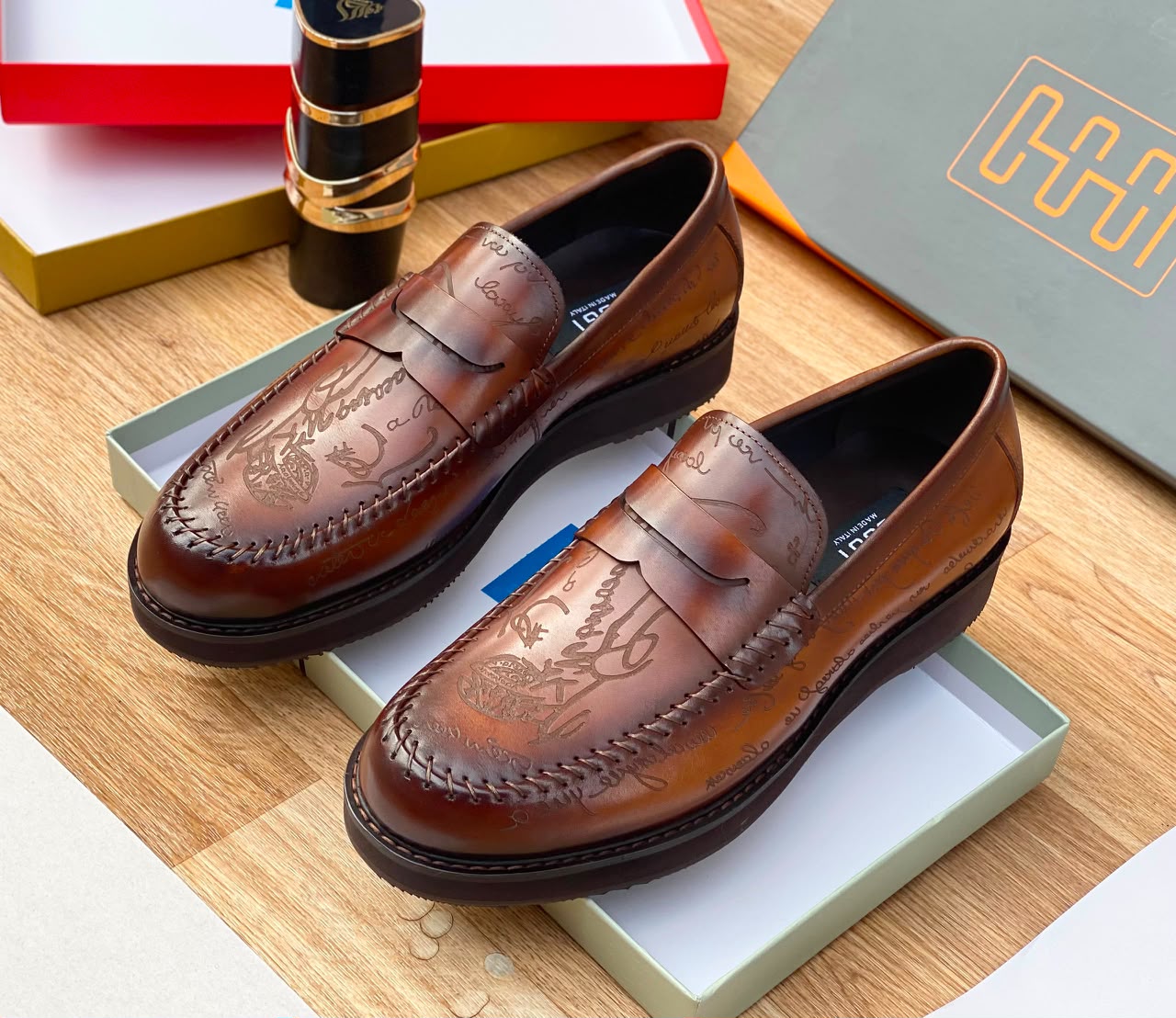 OGGI Brown Italian Leather Men’s Loafers